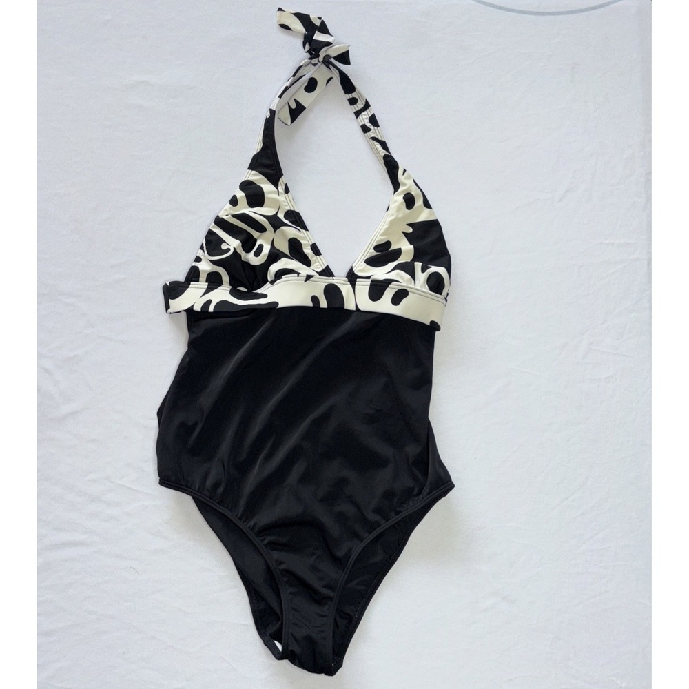 Venus Swimsuit One Piece size 14 black white halter